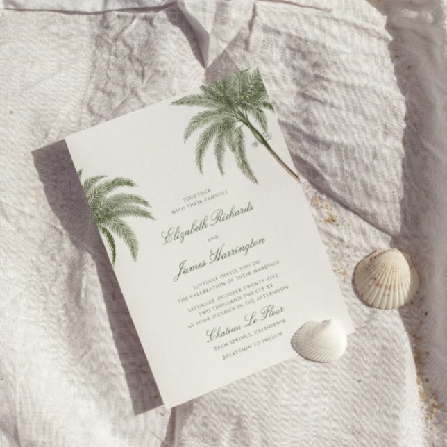 Convites Vintage Palm Tree Wedding (Criador carregado)