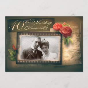 convites vintage para 40º aniversário de casamento