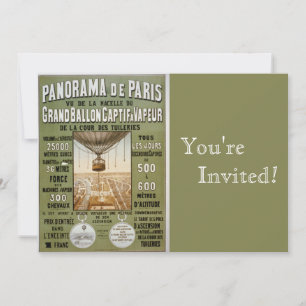 Convites Vintage Paris  Balão de ar quente