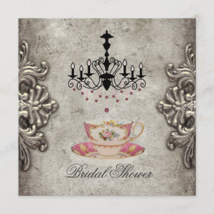 Convites Vintage paris chandelier bridal Tea Party
