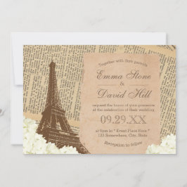 Convites Vintage Paris Eiffel Torre Elegante Casamento Flor