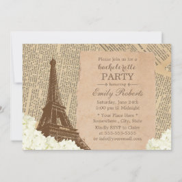Convites Vintage Paris Eiffel Tower Floral Bachelorette