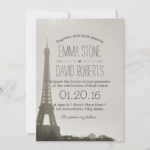 Convites Vintage Paris Eiffel Tower Wedding