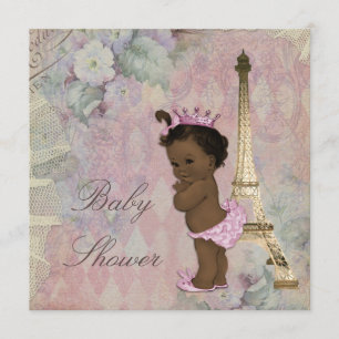 Convites Vintage Paris Étnica Princesa Floral Chá de fralda