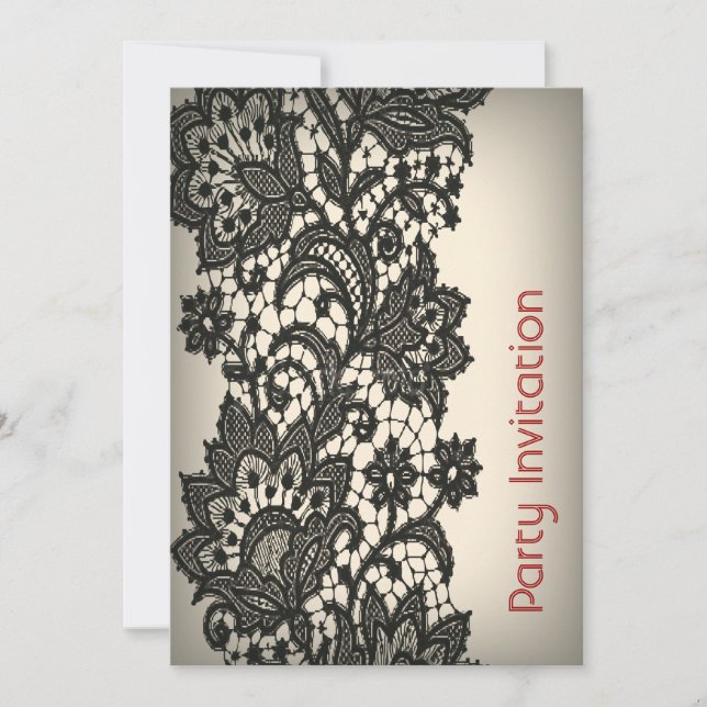 Convites Vintage Paris moda padrão floral preto (Frente)