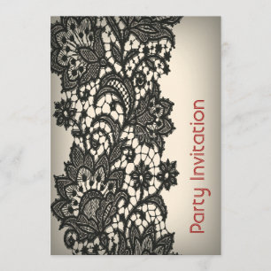 Convites Vintage Paris moda padrão floral preto