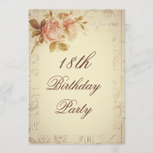 Convites Vintage Paris Postmarks Chic Rosas 18º Aniversár