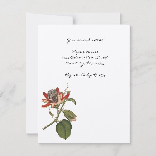 Convites Vintage Passion Flower (Frente)