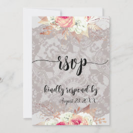 Convites Vintage Pastel Floral Blush Rosa Style RSVP Card