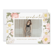 Vintage Pastel Flowers White Photo Graduação