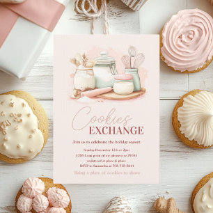Convites Vintage Pastel Pink & Mint Cookie Exchange