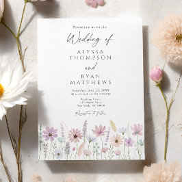 Convites Vintage Pastel Wildflower Meadow Wedding