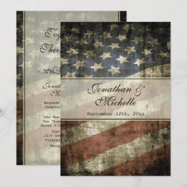 Convites Vintage Patriotic American Flag Wedding