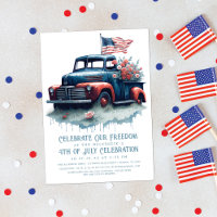 Vintage Patriotic Truck Flag 4º Partido de julho