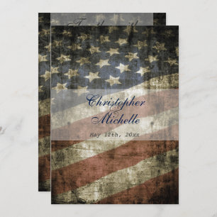 Convites Vintage Patriotic US Flag Weding RSVP e