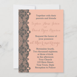 Convites Vintage Peach Cinza Lace Casation