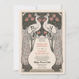 Convites Vintage Peacock Love Wedding