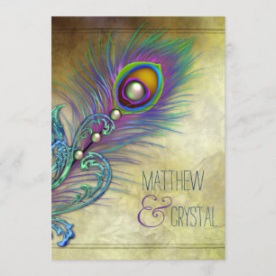 Convites Vintage Peacock Wedding