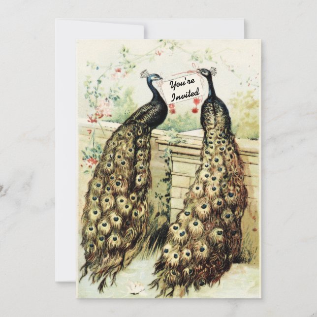 Convites Vintage Peacocks Bridal Tea (Frente)