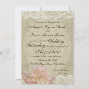 Convites Vintage Peony e Lace Wedding