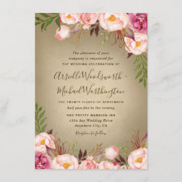 Convites Vintage Peony Rosa Blush Invtions