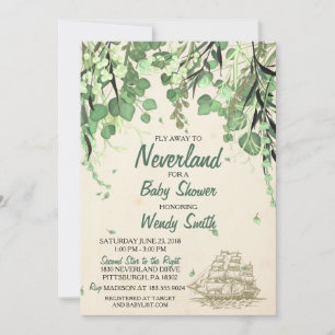 Convites Vintage Peter Pan Neverland Chá de fraldas Convit