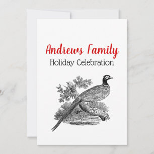 Convites Vintage Pheasant Game Bird Desenhando BW Natal