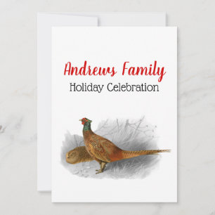 Convites Vintage Pheasant Game Bird Drawing Color 3