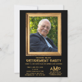 Convites Vintage Photo Frame Black Retirement Party