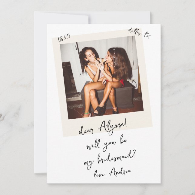 Convites Vintage Photo Handwritten Bridesmaid Proposal (Frente)