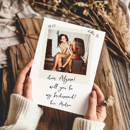 Convites Vintage Photo Handwritten Bridesmaid Proposal