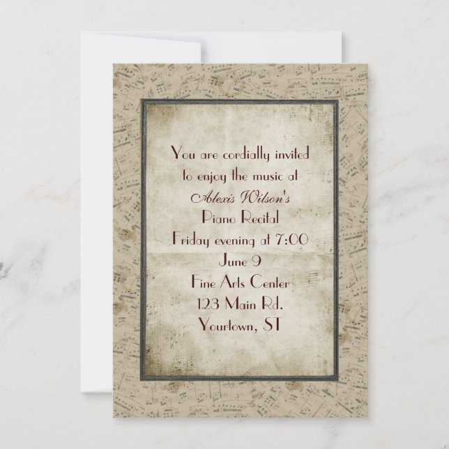 Convites Vintage Piano Considerando (Frente)