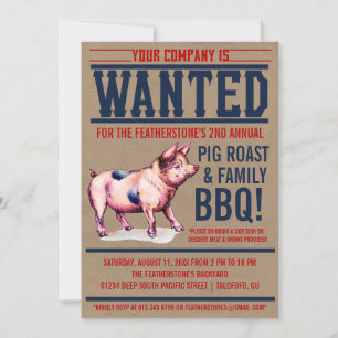 Convites Vintage Pig Roast Family Invances