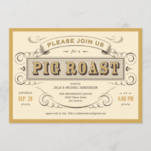 Convites Vintage Pig Roast Invances