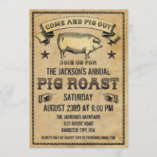 Convites Vintage Pig Roast Invation