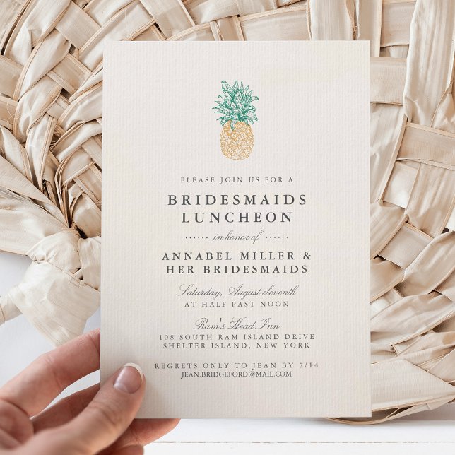 Convites Vintage Pineapple Bridesmaids Luncheon (Criador carregado)