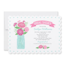 Vintage Pink Aqua Floral Mason Jar Chá de panela