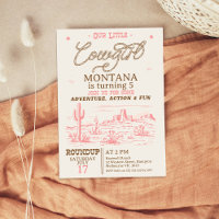 Vintage Pink Brown Western Desert Cowgirl Aniversá