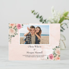 Convites Vintage Pink Cream Floral Casamento Salve a Data