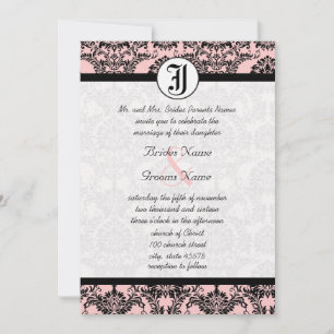 Convites Vintage Pink Damask Your Photo Wedding Invitations