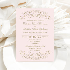 Convites Vintage Pink e Antiguamente Dourado Casamento Farm