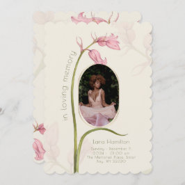 Convites Vintage Pink Floral Photo Funeral Program