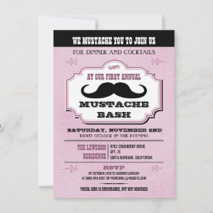 Convites Vintage Pink Mustache Bash