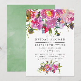 Convites Vintage Pink Peonies Watercolor Chá de panela