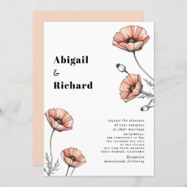 Convites Vintage Pink Poppies flores silvestres Casamento f