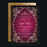 Convites Vintage Pink Princesa Dourada Tiara Sweet 16<br><div class="desc">Elegante Vintage Rosa Dourada Princesa Tiara Sweet 16 Convite de Aniversário</div>