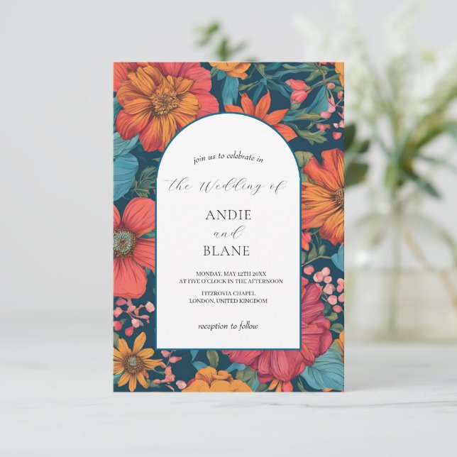 Convites Vintage Pink Romântico Casamento (Em pé/Frente)