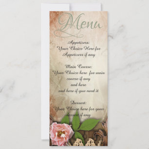 Convites Vintage Pink Roses Menu Casamento