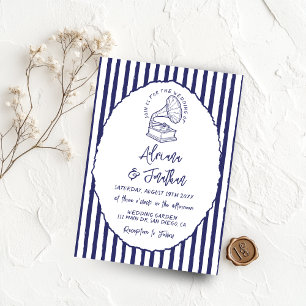 Convites Vintage Pintado Casamento Azul