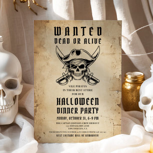 Convites Vintage Pirate Skull Halloween Partido Janto